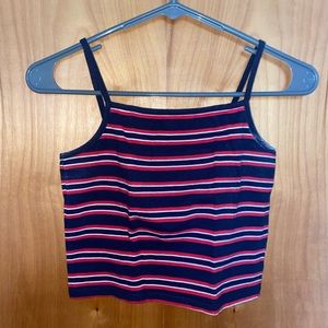 red, white and blue striped tank